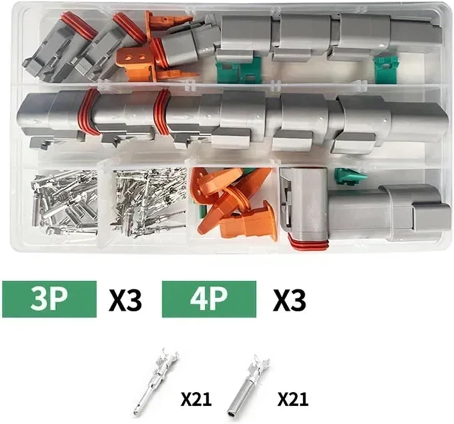 5Set DT Connectors 2P/3P/4P/6P/8P/12P 22-16AWG Waterproof Connector Deutch Plug Kit DT06-2S DT04-2P DT04-3P DT06-4S(2P Whole Set)