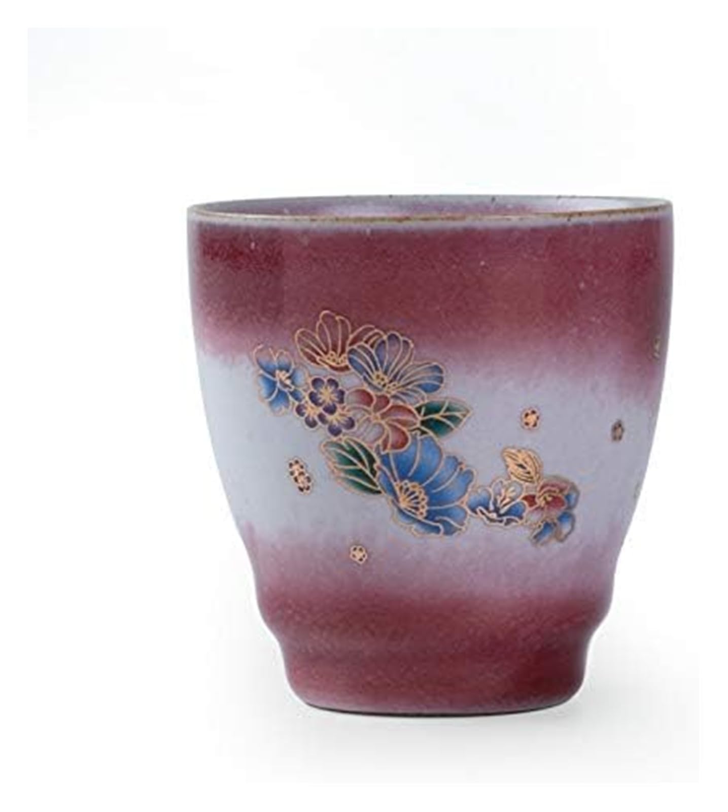 Tasse haute en porcelaine florale de 140 ml avec élégante bordure rouge pour thé