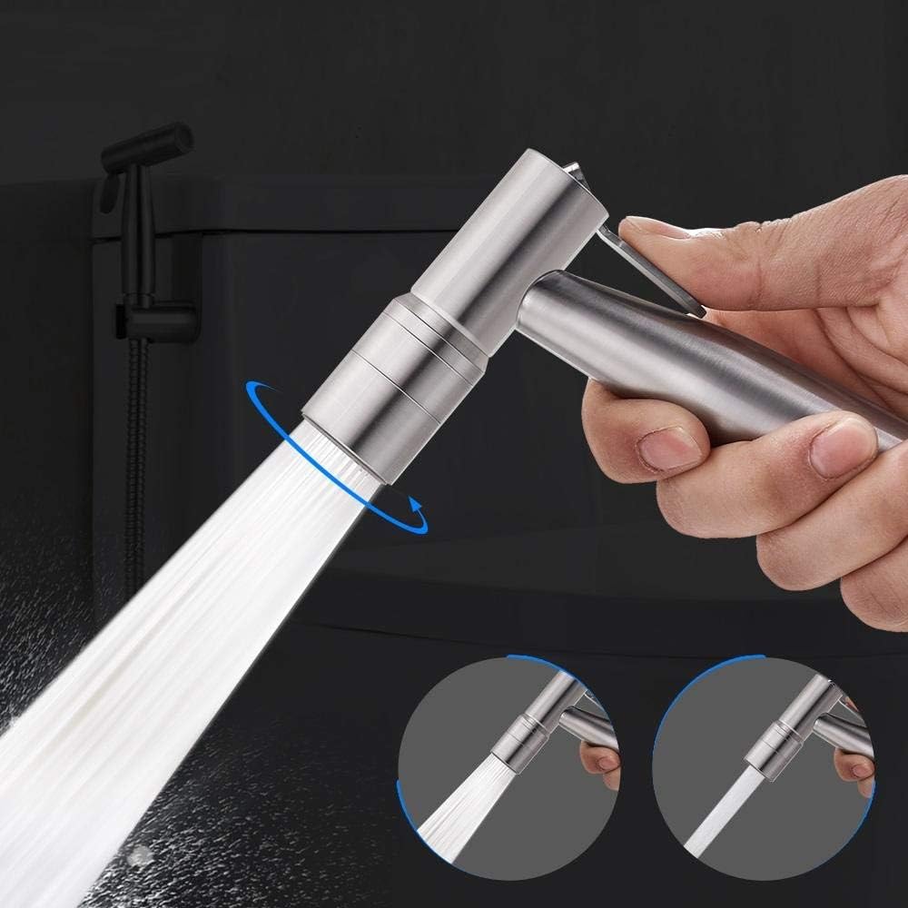 Toilet Bidet Sprayer Double Function Switch Toilet Bidet Faucet Bathroom Hand Bidet Sprayer Set Kit Pressurize Flush Spray Bidet Set As Photo Stable Interface (with T Valve 7)