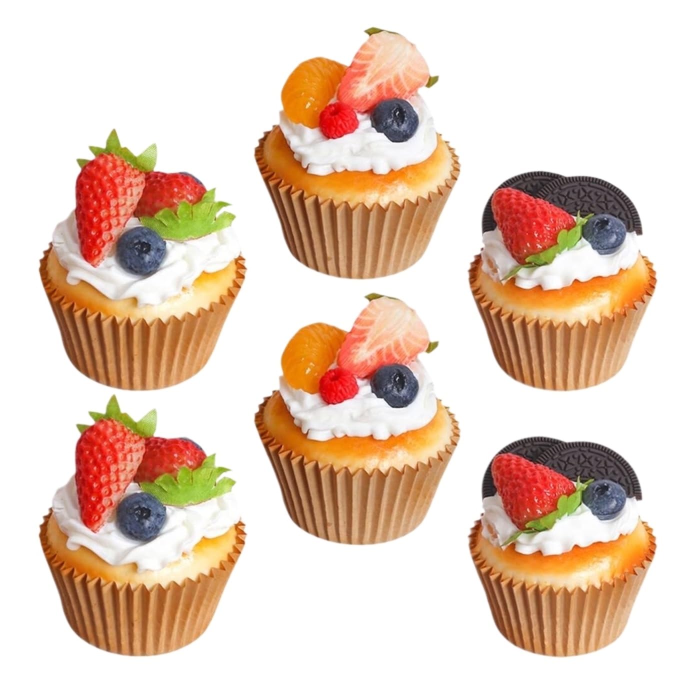 HYKJCSS Artificial Food Fake Food 6Pcs Artificial Cake Fake Cupcake Simulation Realistic Food Imitation Faux Dessert Display Fake Desserts