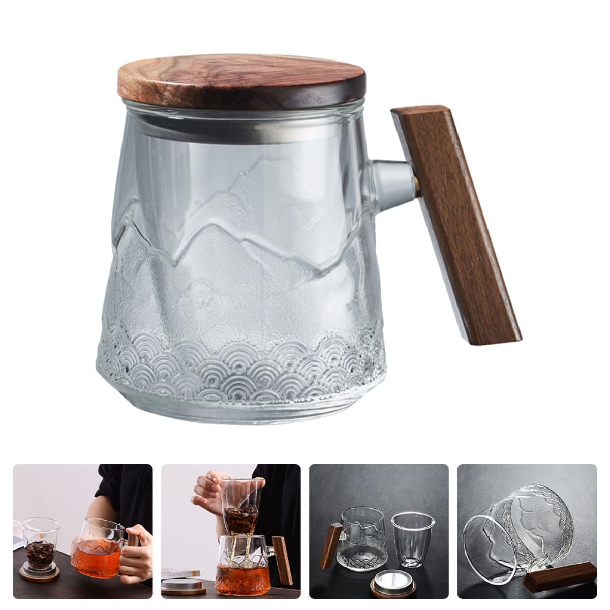 Veemoon Teetasse Moderner Trinkbecher mit Deckel und Siebeinsatz Kreative aus Glas Hitzebeständig und Sicher für Haushalt und Bürogebrauch