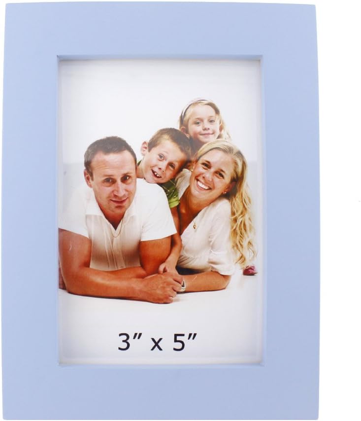 Zhenzan Frames Simple Rectangular Wood Desktop Family Picture Photo Frame (Blue A, 3X5)