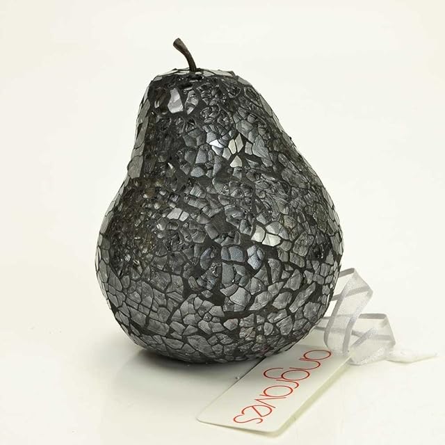 Angraves Mosaic Glass Pear Fruit (Dark Grey) Home Decorative Decor Display Piece Gift