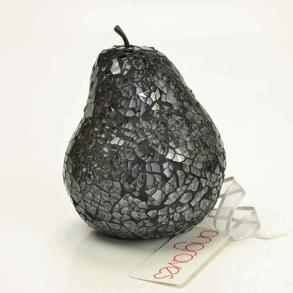 Angraves Grey Mosaic Glass Pear Fruit (Dark ) Home Decorative Decor Display Piece Gift