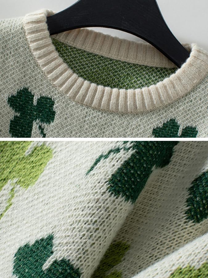St Patricks Day Sweater Women 2026 Irish Shamrock Long Sleeve Knitted St Patty's Lucky Pullover Jumper Tops - Image 4