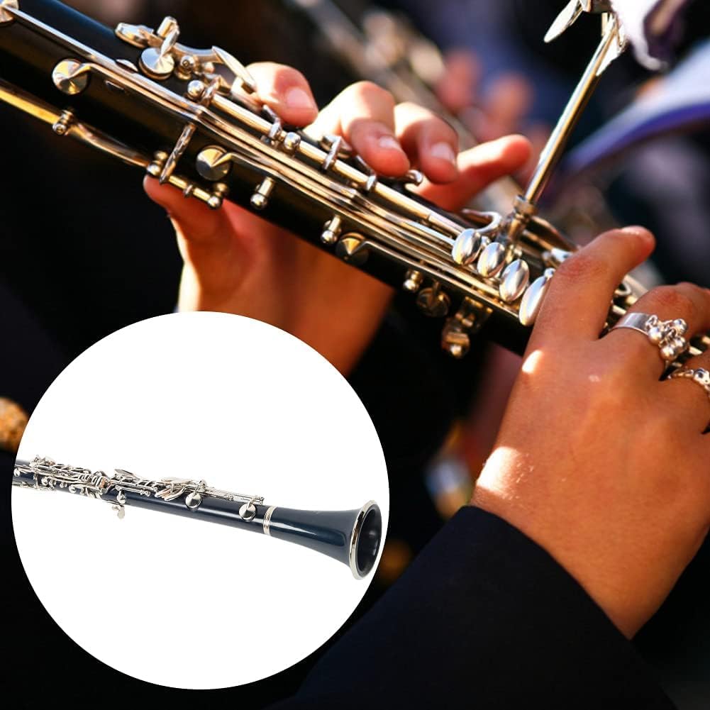 HERCHR Professional Ebonite Bb Clarinet 17 Keys, Clarinet with Reed, Hard Case, Gloves, Cleaning Cloth Bb Clarinet for Beginners Musical Instruments(Mazarine;#1)