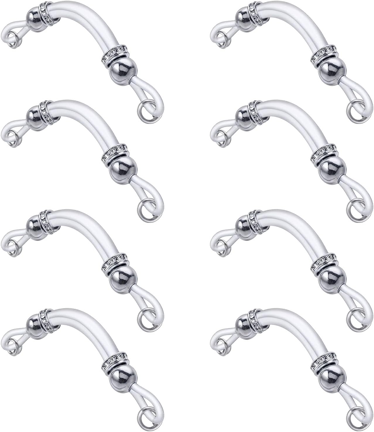 4 Pairs Silvery Fake Nipple Rings, Adjustable Beads Silvery Non Piercing Nipple Piercing Jewelry, Pain Free Nipples Rings for Women Fake Non Piercing Body Jewelry