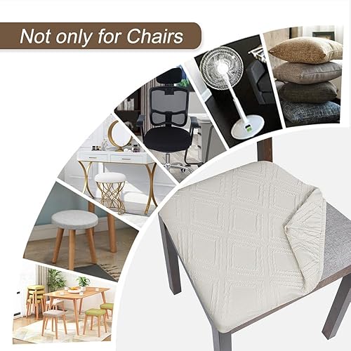 Miniatura 4 de SearchI Juego de 4 fundas de asiento impermeables para sillas de comedor, fundas de asiento elásticas de jacquard para sillas de cocina, extraíbles