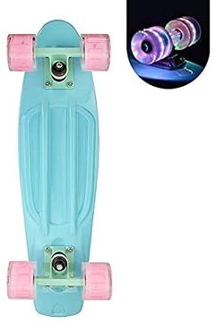 Cruiser Skateboard for Girls with LED Light Up Wheels Cool Completed Skate Board 22 inch for Kids Teens