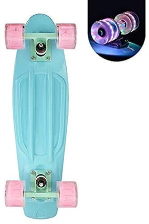 Cruiser Skateboard for Girls with LED Light Up Wheels Cool Completed Skate Board 22 inch for Kids Teens