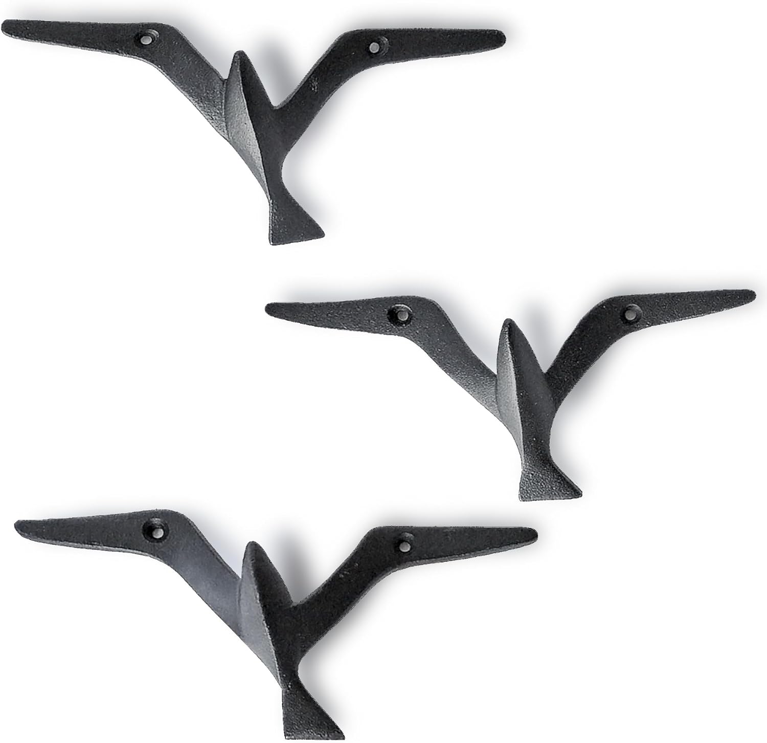 Ambipolar Iron Cast Decorative Gull Bird Wall Mounted Coat Hooks, Black, Set of 3