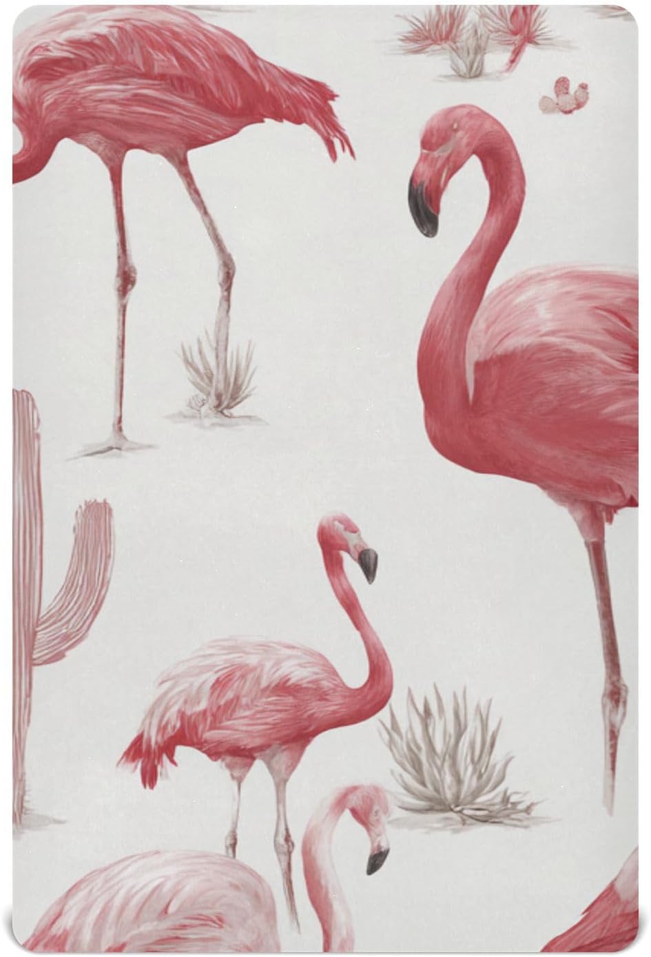 Crib Sheets Baby for Boys Girls Breathable Neutral Toddler Bed Sheets for Standard Size Toddler Mattress 39x27 Inch Pink Flamingos and Cacti