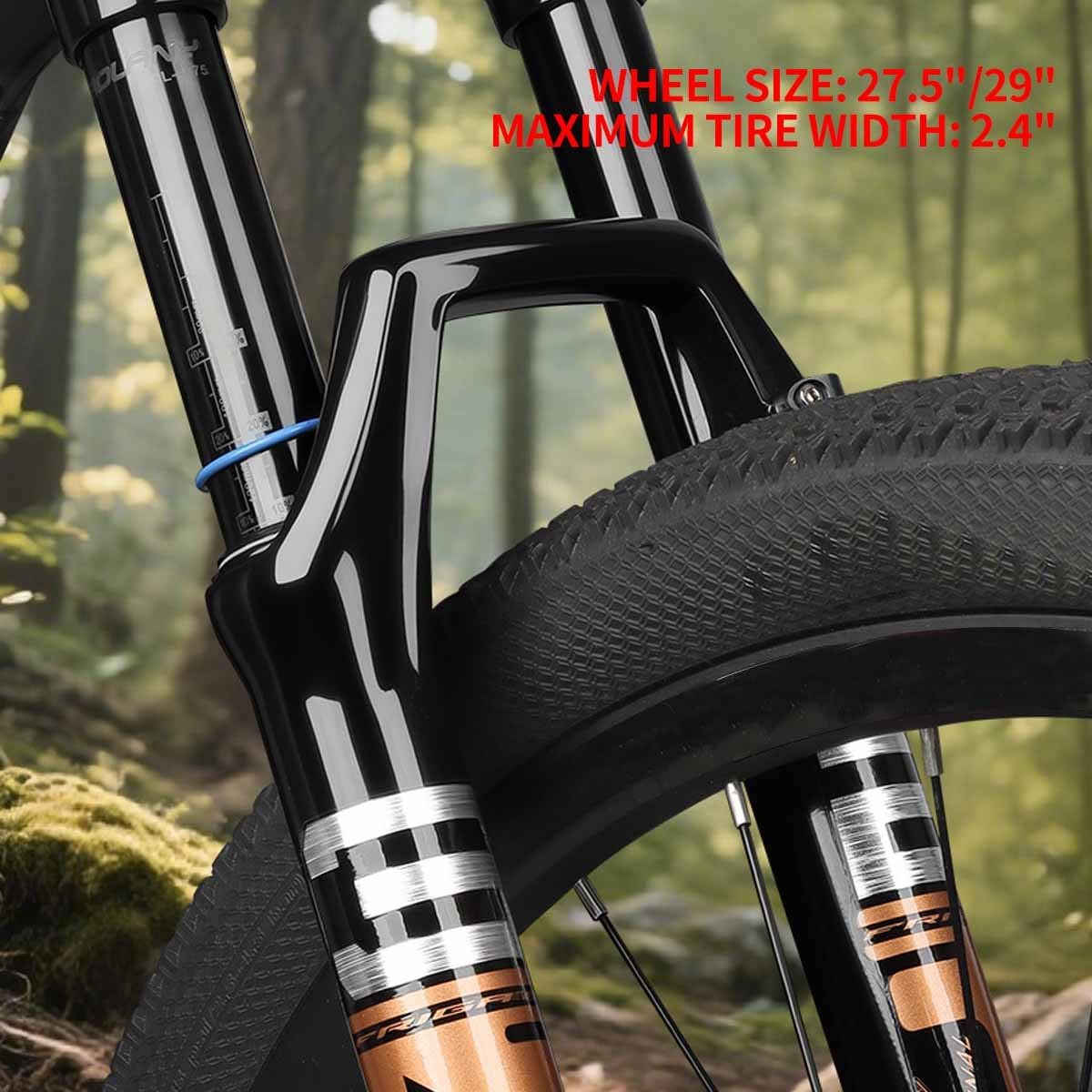 Horquilla de suspensión para Bicicleta de montaña de 27,5/29 Pulgadas, Recorrido de Aire de 120 mm, Freno de Disco Delantero Recto de 1-1/8", Cierre rápido de 9 * 100 mm, Bloqueo m