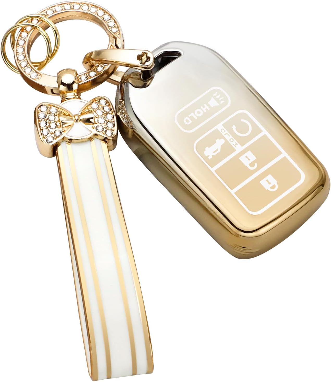 Key Cover for Civic Accord CRV Pilot Passport Insight Accessories 5 Button TPU Keys Fob Case Bling Keychain Gold Silver Women Girly Gradient