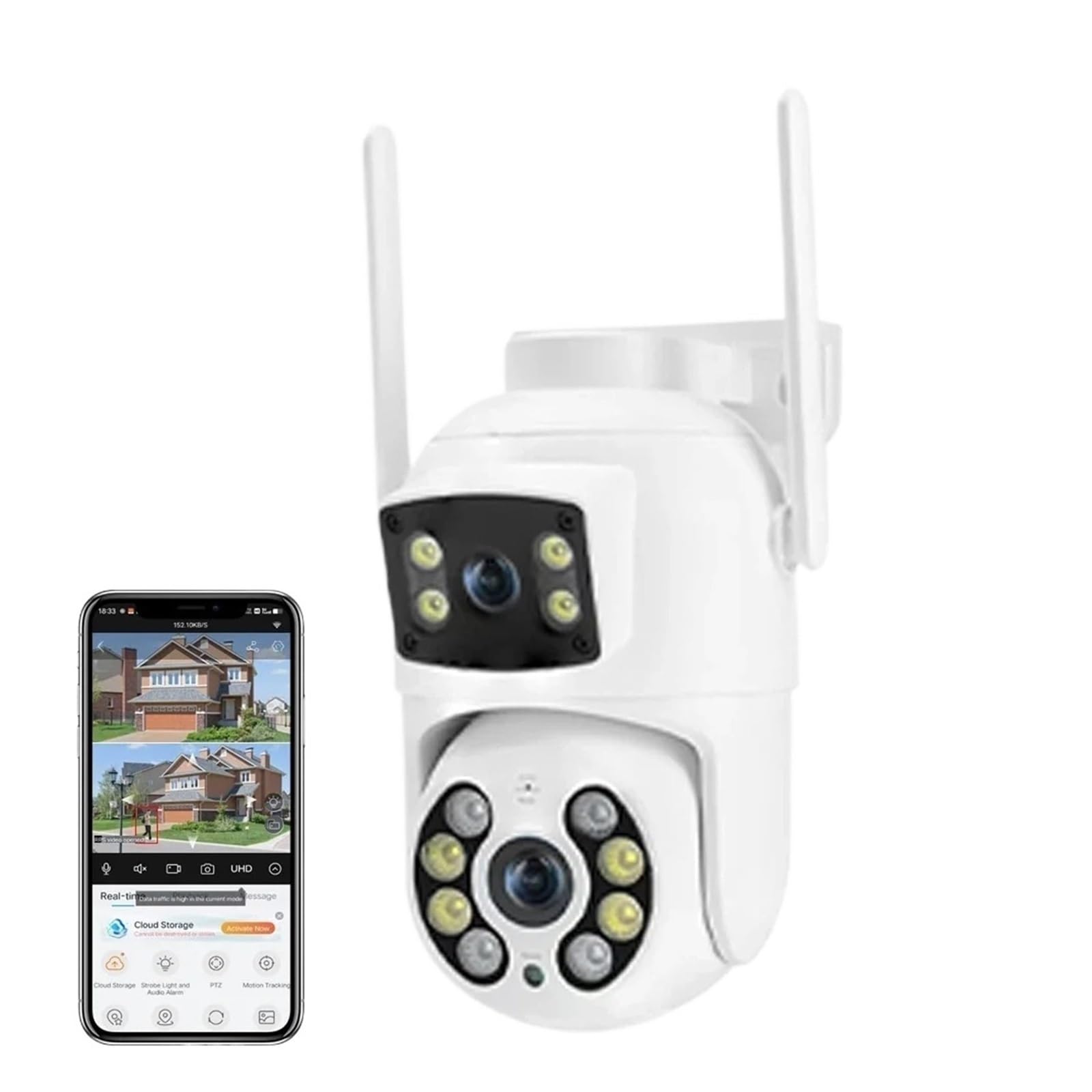 JVDDI 8MP 4K Dual Lens Dual Screens Outdoor PTZ Wifi Camera AI Human Detection Wireless CCTV Security IP Camera(ADD 128G)