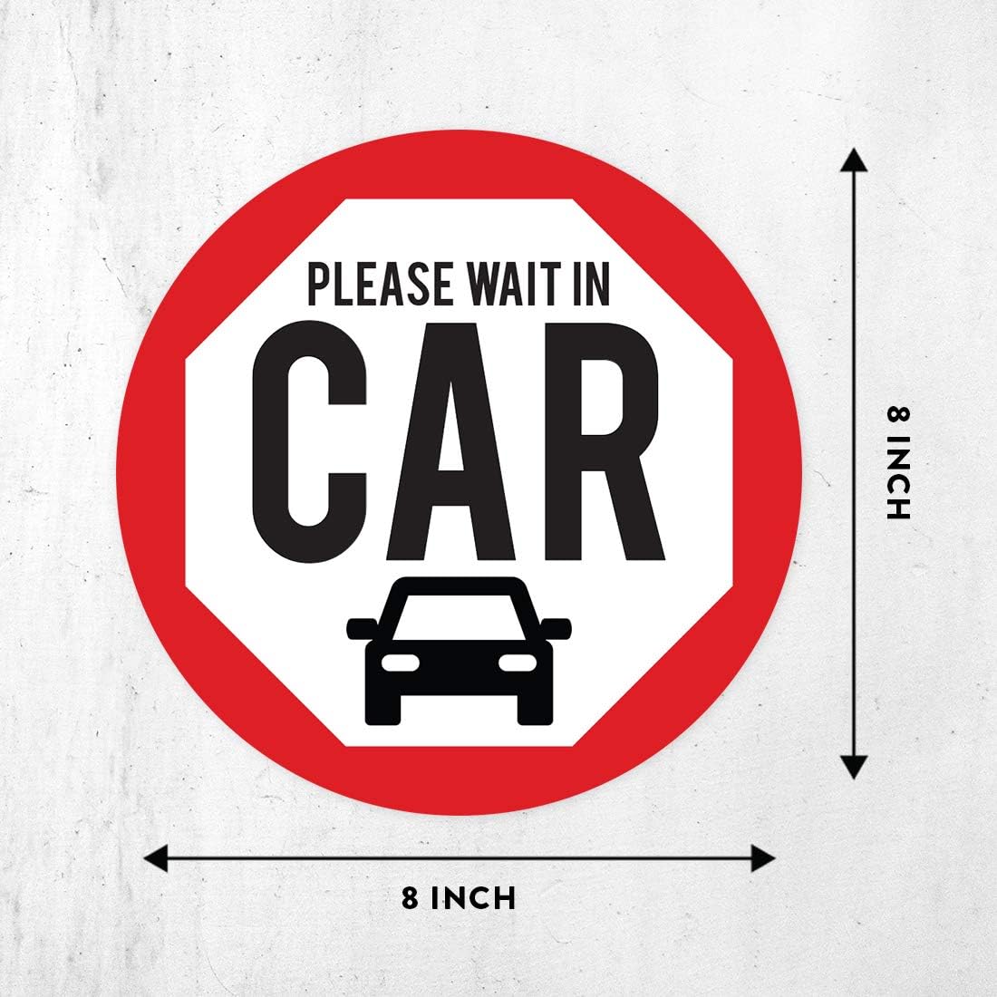 Andaz Press Restaurant Social Distancing Please Wait In Car Business Signs, 50 Labels, 10-Pack 8" Round Labels + 40-Pack 2" Circle Vinyl Sticker Decals