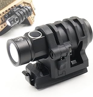 LThyzszb Tactical Helmet ARC Rail Light LED Mini Military Helmet Flashlight with Strobe/Strong/Low Lamp 500 Lumens, Pocket Pen Flashlight with 20mm Picatinny Rail Mount (Black)