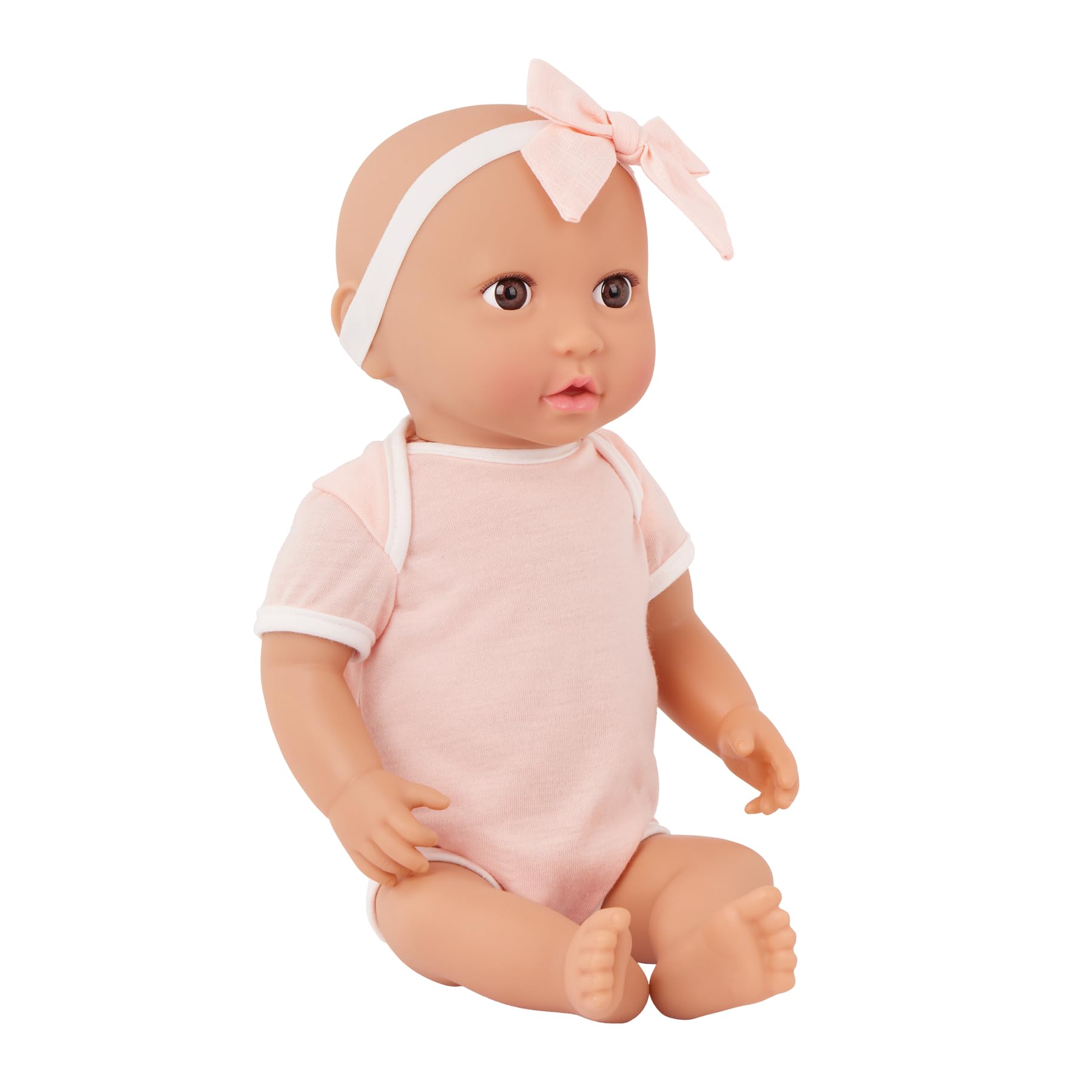 LullaBaby Realistyczna lalka niemowlęca 35 cm – kwiatowy przewijacz i różowa opaska na głowę z kokardą – Hazel Eyes & Fair Skintone – udawaj zabawę przez ponad 2 lata, laleczka niemowlęca i zawijane