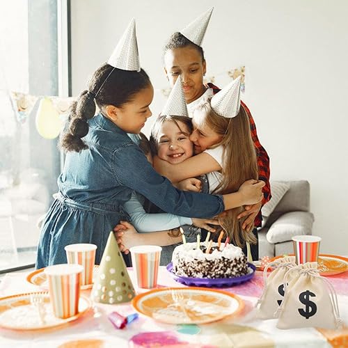 Miniatura 6 de 10 bolsas de dinero de lona para fiestas, bolsa de dinero con cordón, bolsa de dinero para disfraces con símbolo de signo, accesorios de fiesta