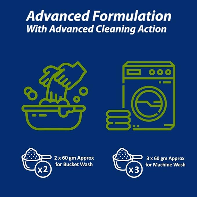 V Care Power Clean Laundry Detergent Powder - Effortless Stain Removal - Removes Odour and Provides Ultra Whitening with a Refreshing Scent - 3Kg