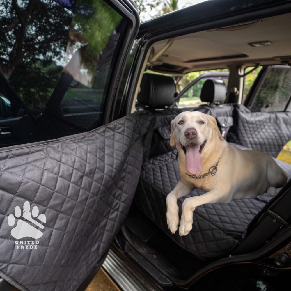 Backseat cover for dogs in car, Dog car seat cover for back seat, Dog hammock for car, Sedan, SUV, Mid-size Trucks, Backseat Extender for Dogs, Hard bottom car seat cover for dogs, Up to 400 lbs