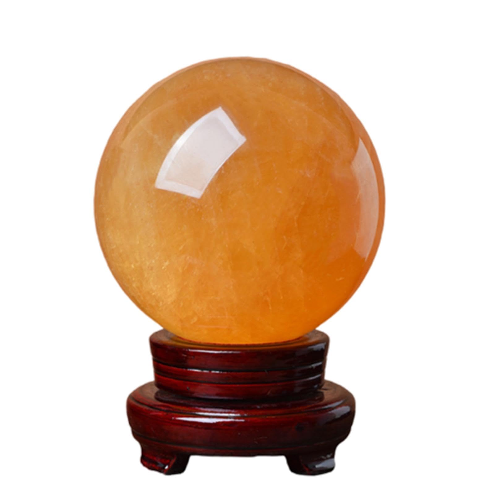 Bola de Piedra Preciosa de Citrino Natural, Bola de Cristal de Meditación Curativa, Esfera Pulida Hecha a Mano, Figura de Escultura de Cristal con Soporte, Suministros de Decoración de Cristal,120mm