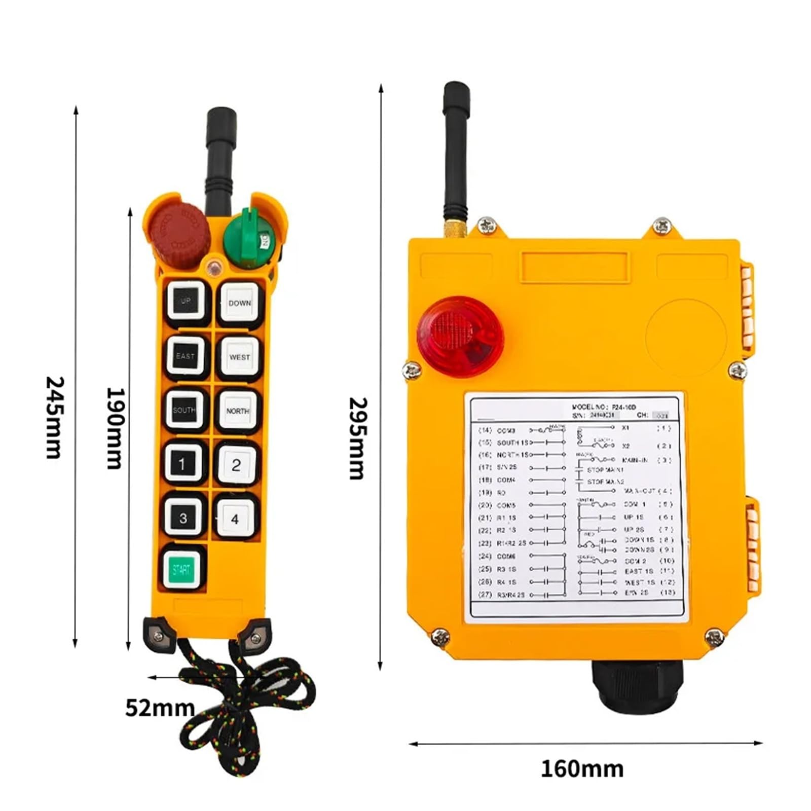 F24-8D/S Interruptor de control remoto industrial inalámbrico de doble velocidad para grúa de radio elevador, controlador de puente elevado F24-10D/S F24-12D (F24-8D, 48V)