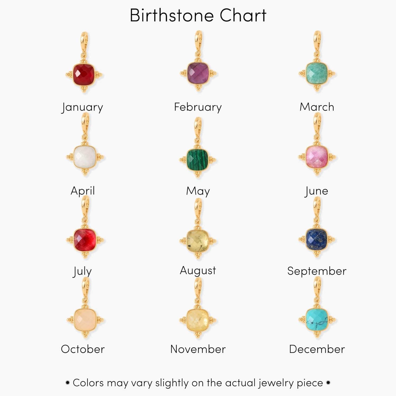 Brook & York Custom Birthstone Charm for Charm Necklace or Bracelet - Gifts for Mom