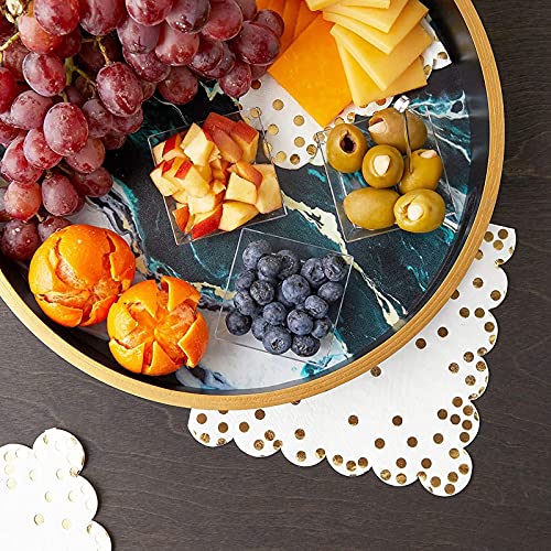 Round Serving Tray, Marble Print For Ottoman Or Countertop (12 In) #TOP1