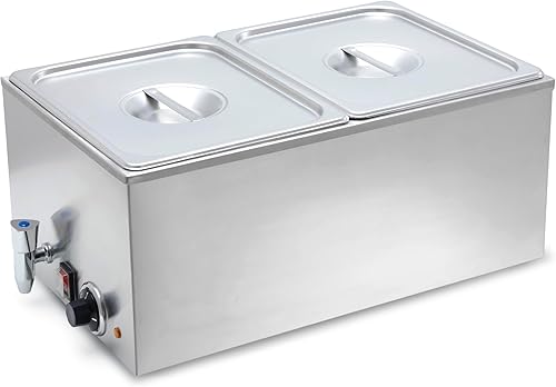 Miniatura 11 de SYBO Mesa de vapor de acero inoxidable de grado comercial Bain Marie Buffet Calentador de alimentos para catering y restaurantes, bueno