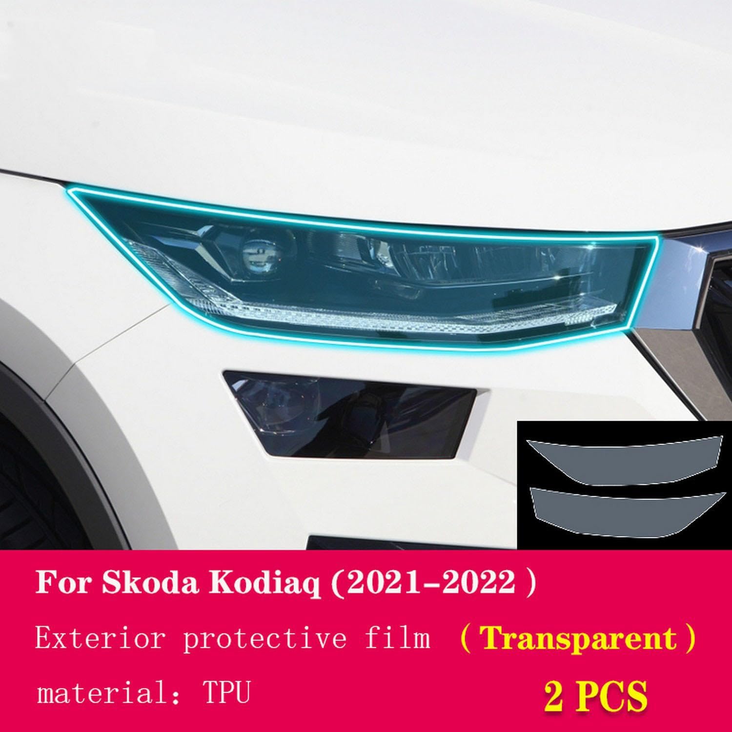 JCAKES Car Exterior PPF Protective Film Headlamp Scratch Protection TPU Transparent Film Smoked Black refit，for Skoda Kodiaq 2021-2023
