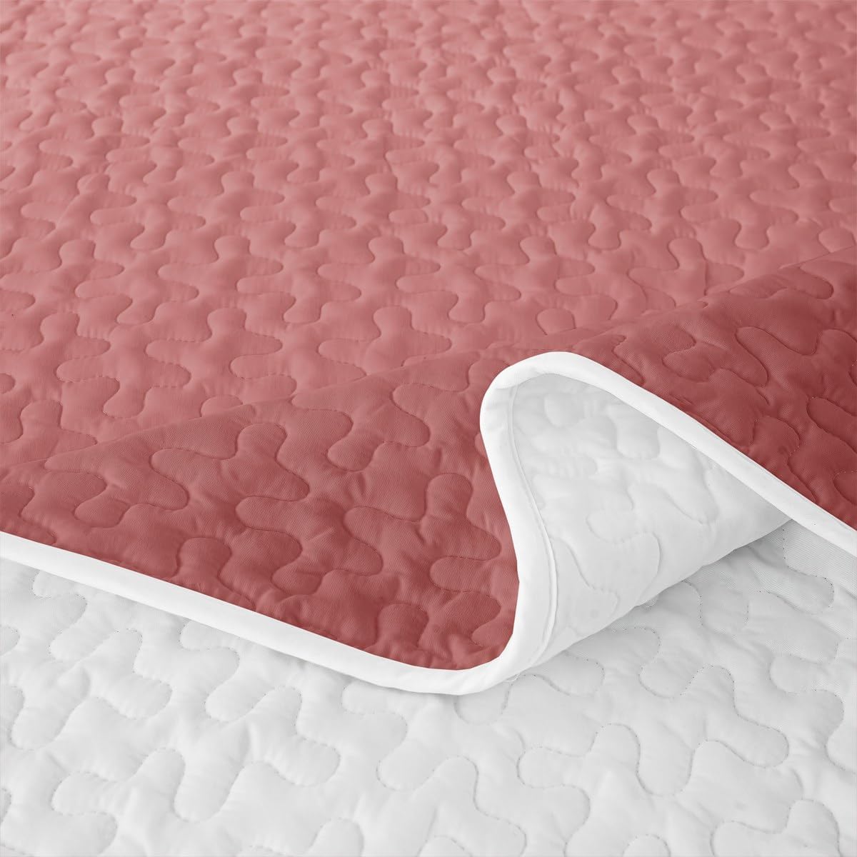 Erosebridal Peach Quilt Queen Abstract Ombre Quilt Set Pink Girl Quilted Bedspread White Coral Gradient Modern Art Bedding Coverlet