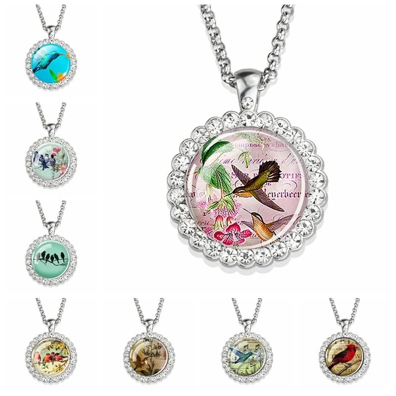 Collier colibri anti-ternissement, pendentif oiseau cardinal en verre d'art lumineux - 3