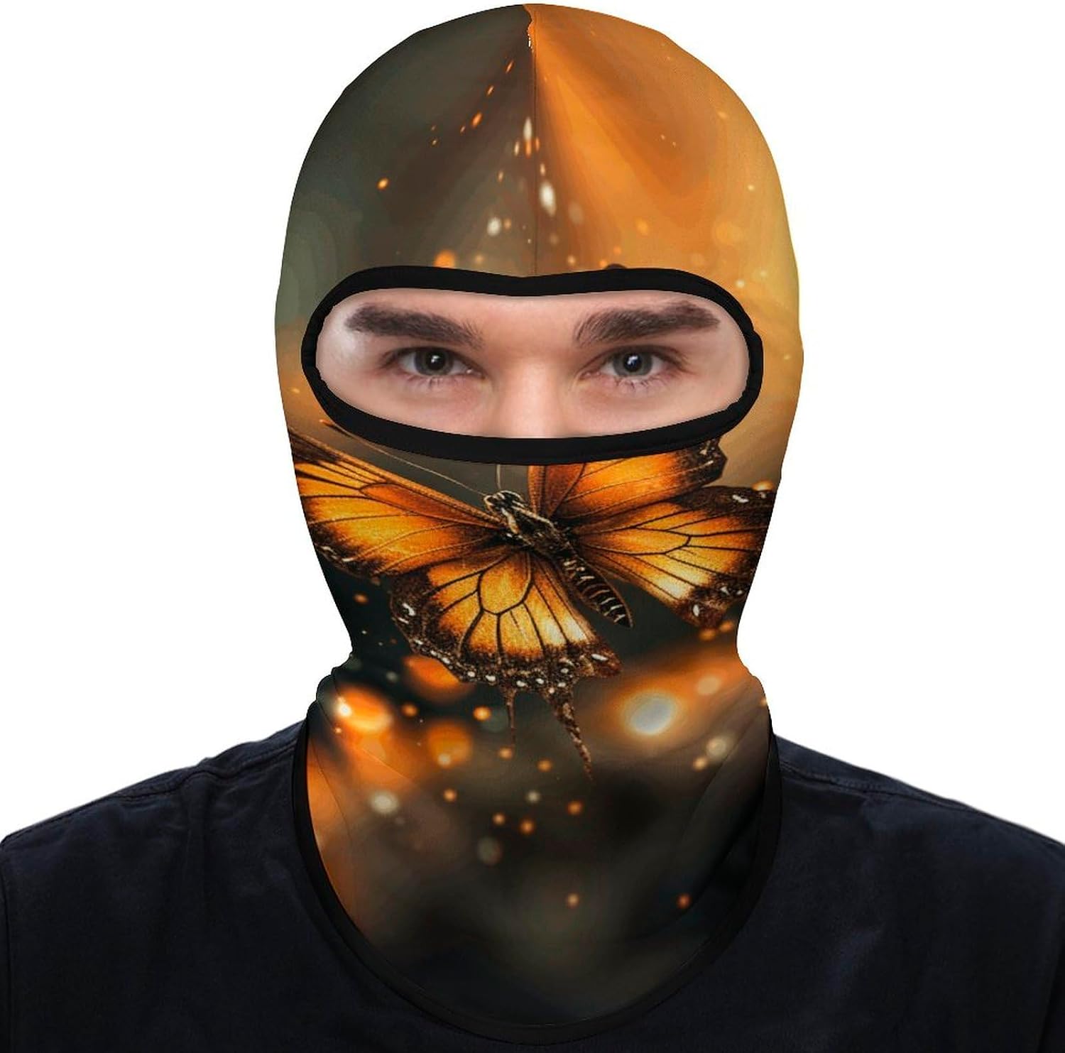 Orange Butterfly Ski Mask Breathable Shiesty Full Face Masks Cold Weather Thermal Balaclava Personalized Sun Protection Hood for Motorcycle Football Cycling