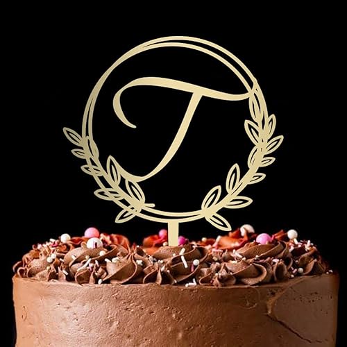 Miniatura 2 de Decoración de pastel de madera con letra T con inicial personalizada, decoración de pastel de madera, corona perfecta para cumpleaños, rústico,