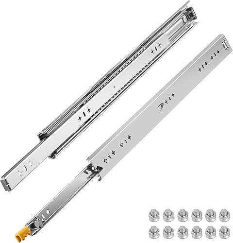VEVOR Diapositivas de cajón de 36 pulgadas, 1 par de cajones de bloqueo con capacidad de carga de 250 libras, rodamiento de bolas de montaje