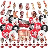 Bloody Happy Birthday Banner Balloons, Halloween Horror Birthday Party Decorations Kit, Zombie...