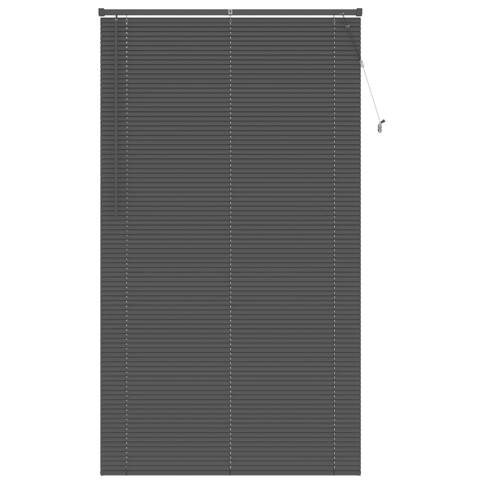 Persiana veneciana para oficina y hogar en PVC gris plateado con lamas de 25 mm interiores