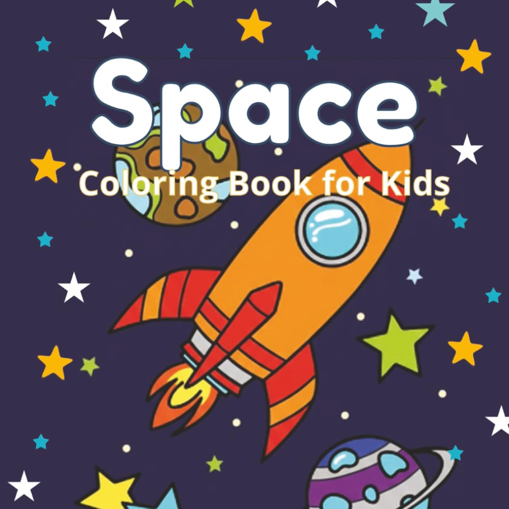 Space Coloring Book: Stress Relief with Bold and Easy Big Designs Featuring Planets, Astronauts, Rockets, Stars, and More