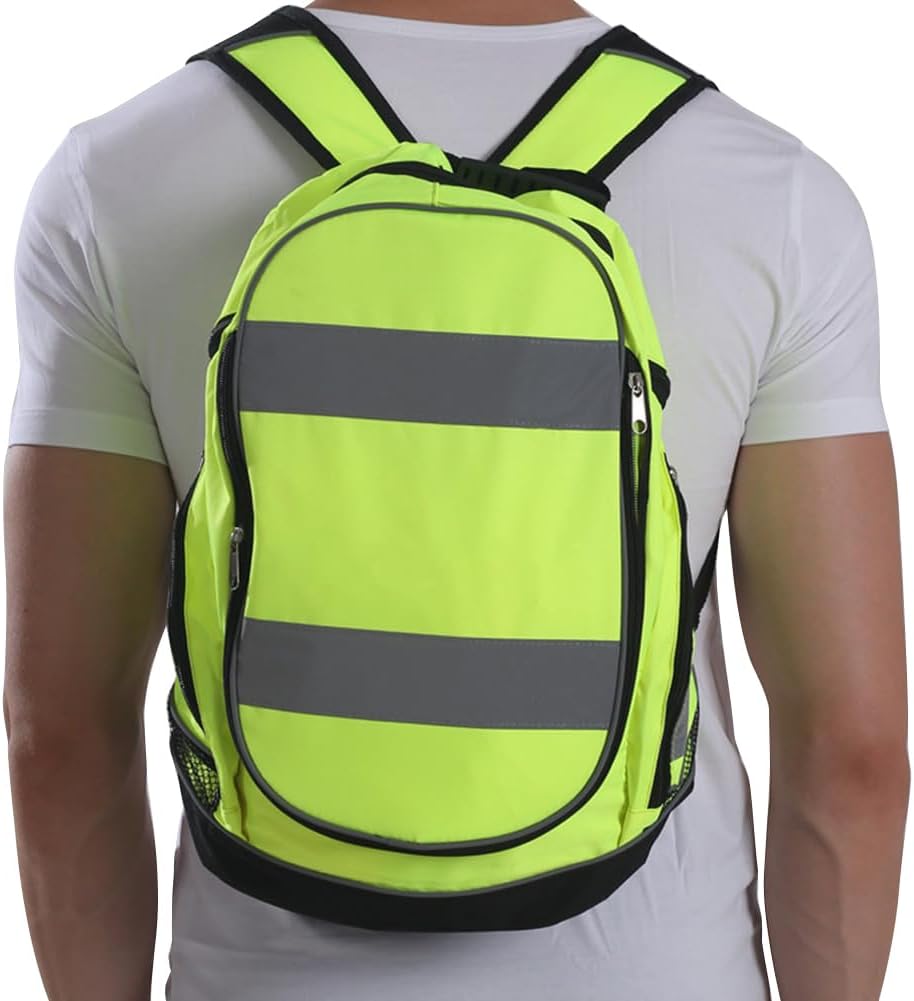 Reflective Riding Backpack – Night Safety Cycling Pack, High Resistance Outdoor Gear With Visibility Straps | Lightweight Backpack For Running, Biking, Hiking, Road Travel, Sport Activities,