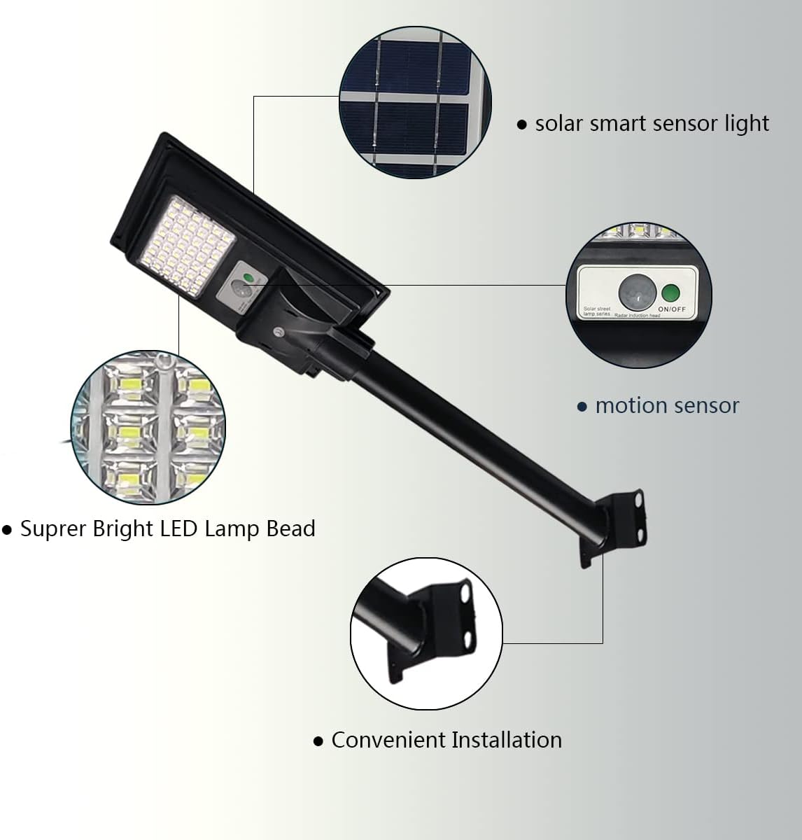 Solar Street Lights Outdoor Waterproof, 6000K Dusk to Dawn Solar Flood Lights with Remote Control, Motion Sensor Commercial Area Lighting for Outside Parking Lot 2 Pack