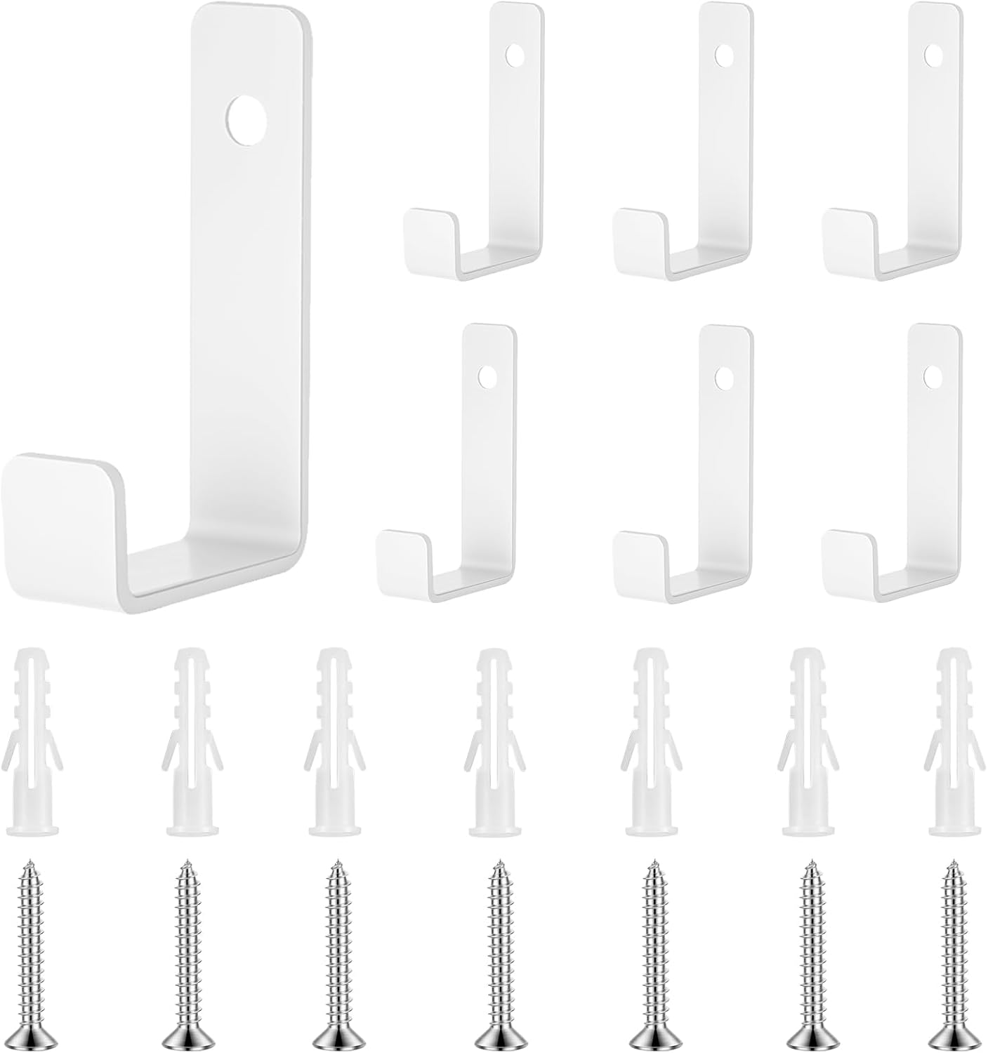 7 Pcs White Coat Hooks Wall Mounted, Metal Single Door Robe Wall Hooks for Hanging Clothes Coat Hat Bag Cup Key Hook, in Bedroom Bathroom Kitchen Living Room Hallway(Single Hole)
