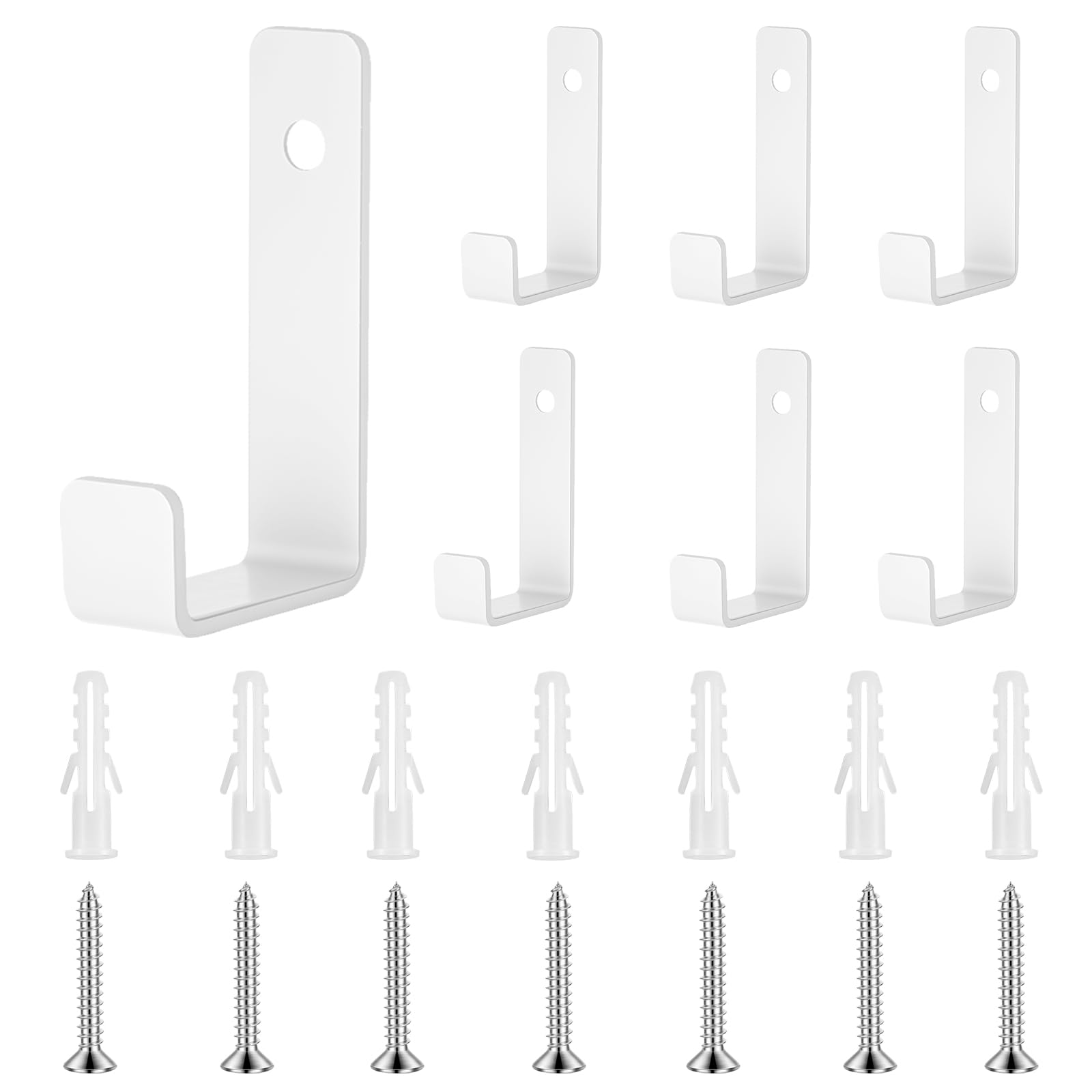 BATENGKEJI 7 Pcs White Coat Hooks Wall Mounted, Metal Single Door Robe Wall Hooks for Hanging Clothes Coat Hat Bag Cup Key Hook, in Bedroom Bathroom Kitchen Living Room Hallway(Single Hole)