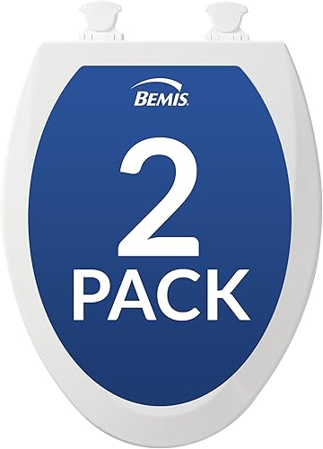 Miniatura 10 de Bemis 500EC Asiento de inodoro de madera duradera con bisagras de fácil limpieza, fabricado en Estados Unidos, redondo, color blanco