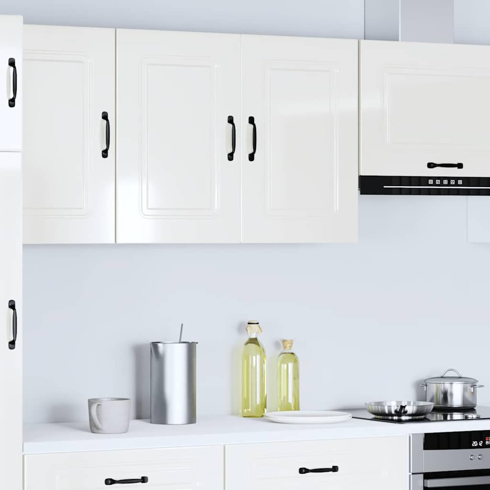 Homgoday Hochglanz-Weißer Küchen-Hängeschrank Kalmar aus Holzwerkstoff - 80 cm Breite, 60 cm Höhe, für Wohnzimmer und Schlafzimmer Model853589