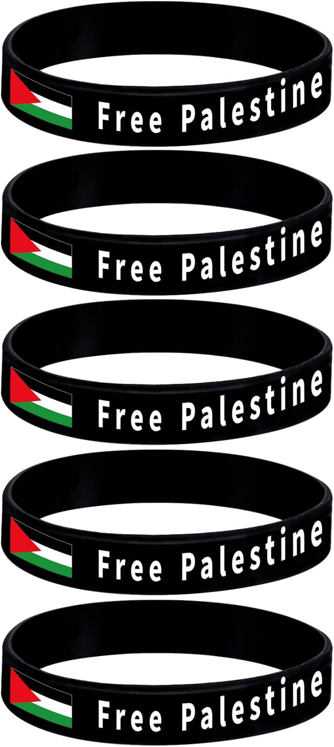 5/10/20/30/50/100 Pcs Free Palestine Bracelet Palestine Gaza Flag Arabic Freedom For Palestinians Support Palestine Silicone Wristbands For Men Women