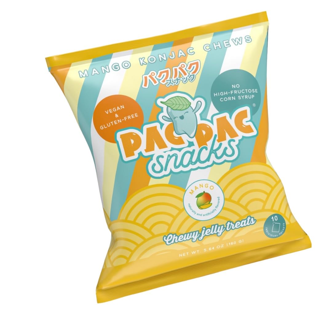 Mango Konjac Chews | Premium Konjac Jelly Treats | 4pack 10 Sachets per bag | Vegan, Gluten-Free, Low-Calorie | Crafted in Japan | Only 4g Sugar, 0g Fat per Serving | Refreshing Fruit Snack for Weight Management