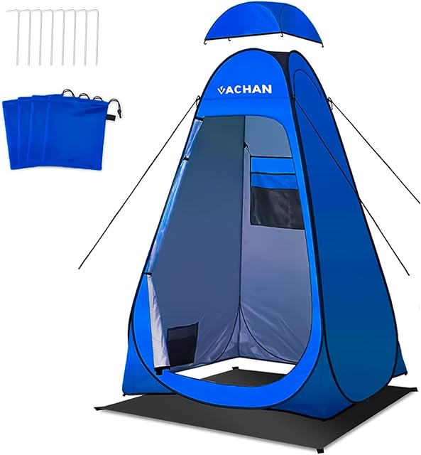 Toilet Tent for Camping,Shower Tent Pop Up Tent with Groundsheet/Pegs/Guy Ropes/Tent Bag,Waterproof Tent for Outdoor Travel Fishing Changing Dressing Room Beach Hiking (Removable Rain Cover)
