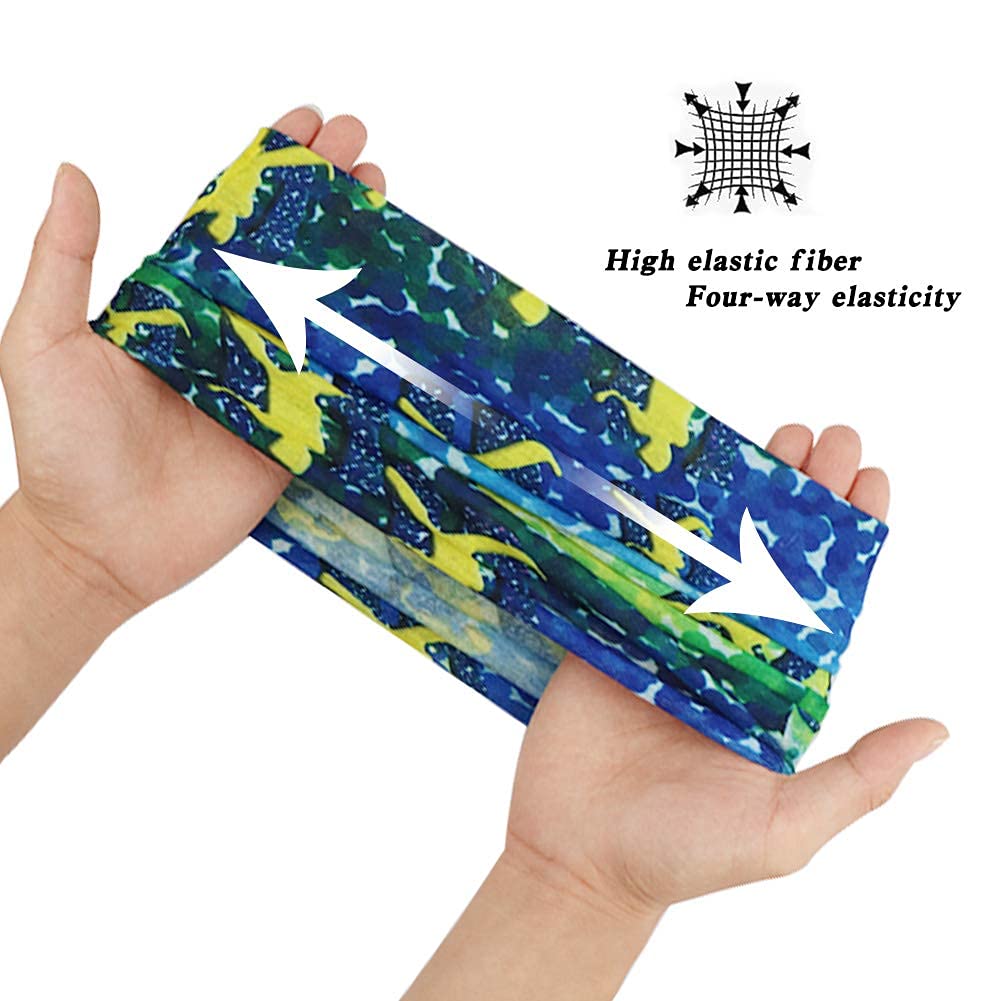 Multifonction Bandanas sans Coutures Tour de Cou Echarpe Bandana Foulard de Tete Magique Tube Masque Bandeau de Sport pour Festivals de Musique, Raves, Équitation,Moto