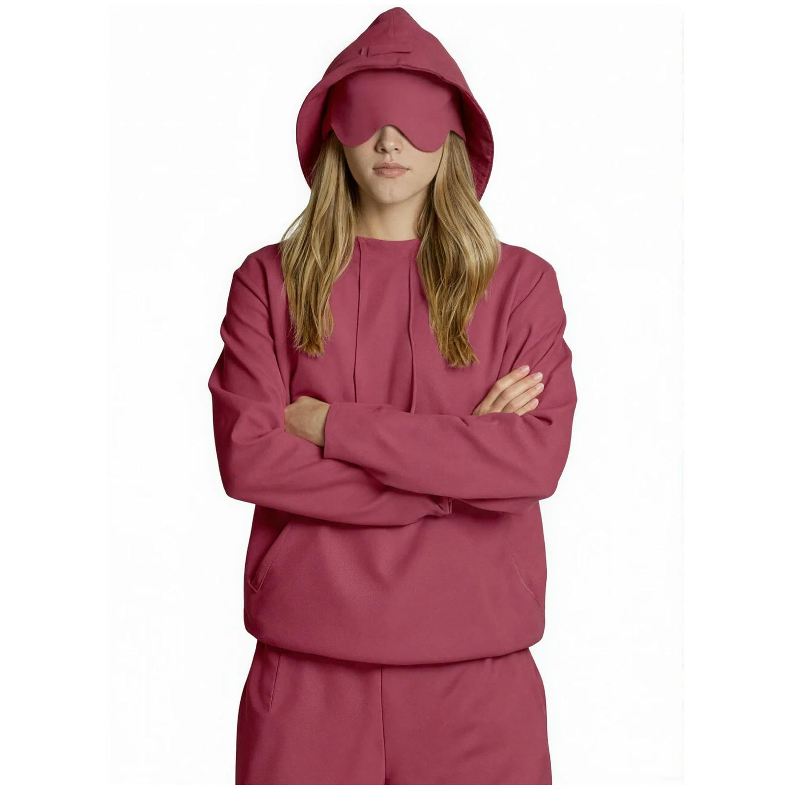 Bluza z kapturem damska kieszonkowa maska na oczy bluza z kapturem tryb podróżny sweter jesień zima